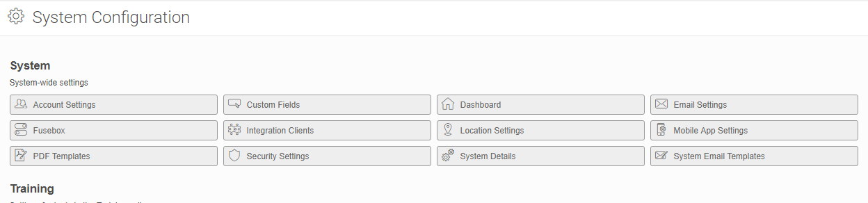 Main System Configuration Page