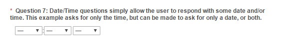 Example Date/Time Question
