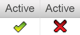 Icons representing active and inactive