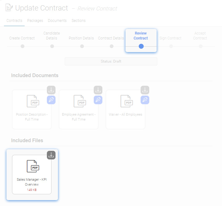 Uploaded file in the Review Contract stage (Manager)