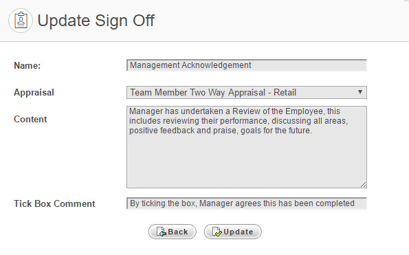Updating the Sign Off Section