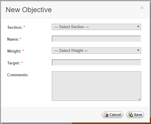 Example of New Objective form