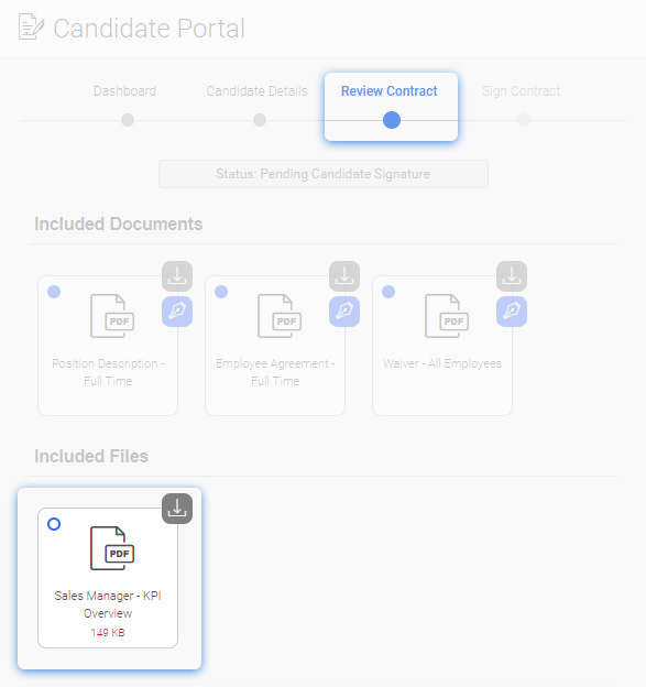 Uploaded file in the Review Contract stage (Candidate)