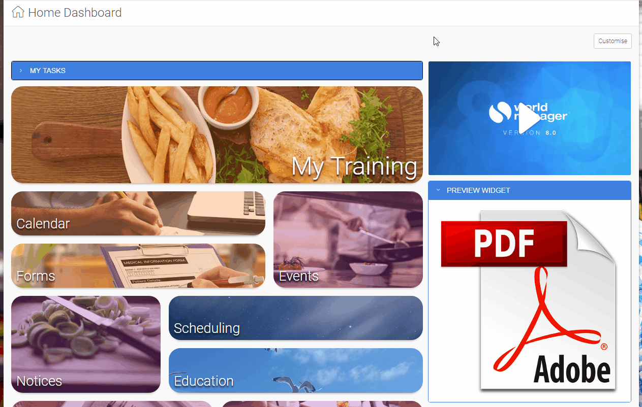 Example of how the Preview Widget looks and works
