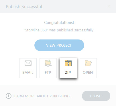 Button to archive and compress published files