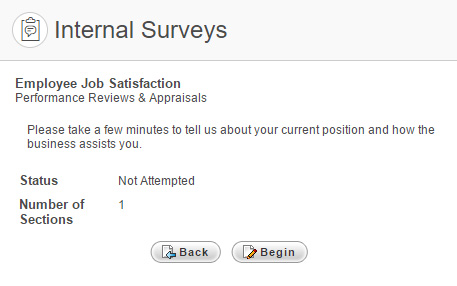 Example of an Internal Survey's Details page