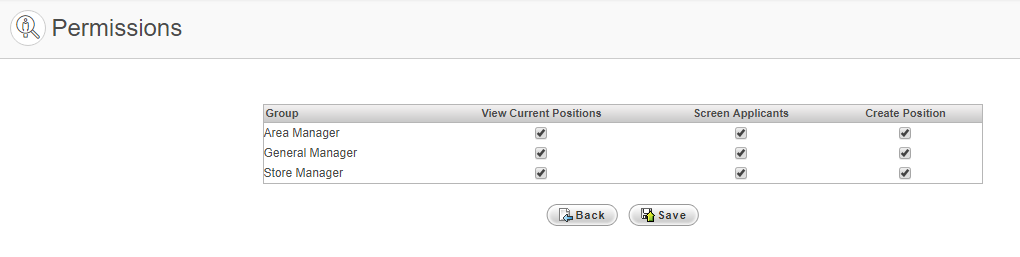 Example of Permissions form