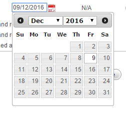 Date picker for Sign Offs