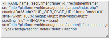Example of IFrame embed code