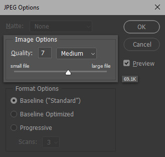 Choosing level of JPEG quality in Photoshop