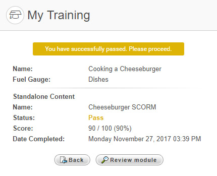 Screen upon ending a Standalone SCORM