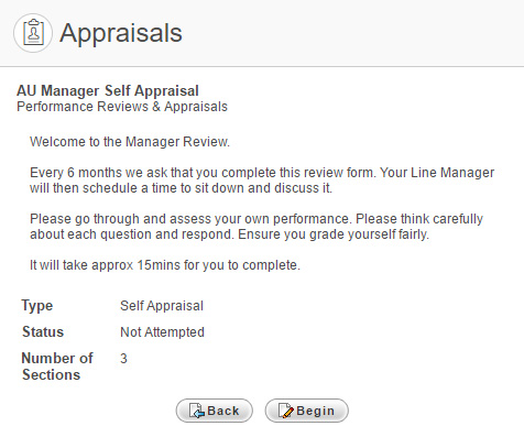 Example of an unattempted Self Appraisal
