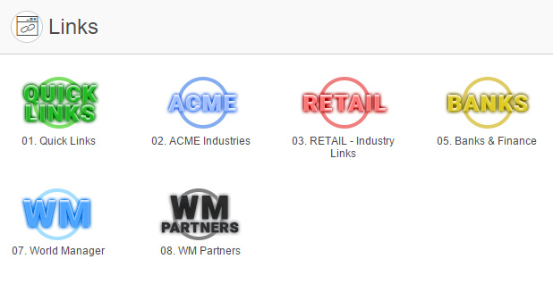Example Folders in Links tool