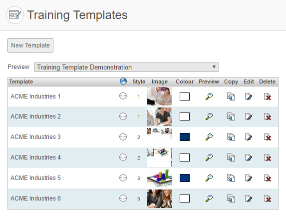 Template Management Table