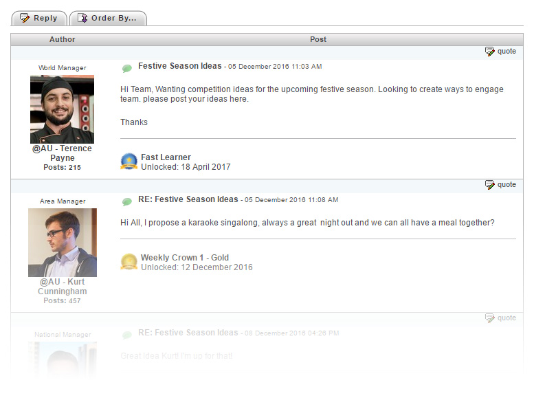 Topic View, showing various posts within the topic