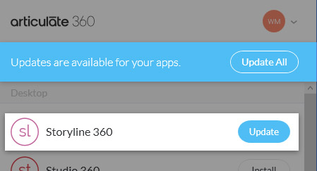 Storyline 360 pending updates